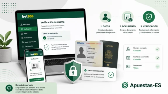 Verificación de cuenta en Bet365 España – proceso de comprobación de datos, documento de identidad y confirmación segura de la cuenta.